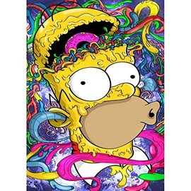 Better Selection DIY 5D Diamond Art by Number Kits, The Simpsons Round Full Drill Acrylic Embroidery Cross Stitch Arts Craft Canvas Supply for Home Wall Decor Adults and Kids 11.8x15.7 inches