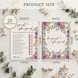 Bridal Shower Game Cards for 25 Guests, He Said She Said Elegant Neutral Floral Engagement & Wedding Games, Wildflower Love Is in Bloom Decorations – A04