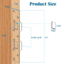 weiwei Double Holes Door Strike Plate, Metal Door Latch Plate Sturdy Door Hole Cover Door Plate for Locks with 5-1/2" to 6" Hole Centers, 1 Pack