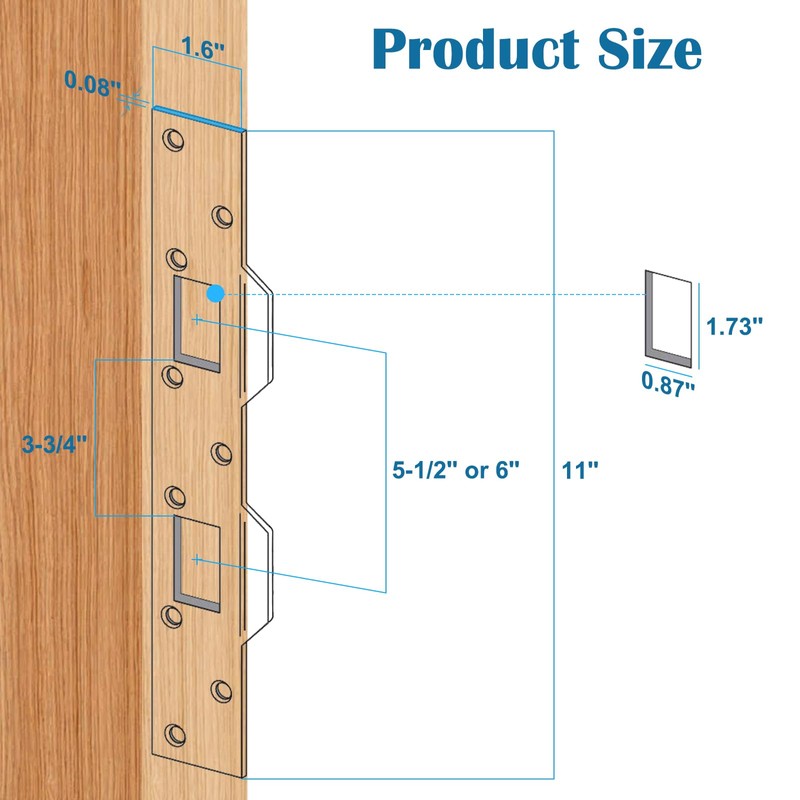 weiwei Double Holes Door Strike Plate, Metal Door Latch Plate