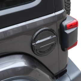 JeCar Cubierta de aluminio para puerta de llenado de combustible, accesorios exteriores compatibles con Jeep Wrangler 2018-2023 JL JLU, textura de fibra de carbono