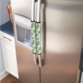 Garucesta Refrigerator Door Handle Covers Set of 6 Washable Kitchen Appliances Decor Handles Anti-Skid Fridge Oven Microwave Dishwasher Handles Cover Protector, Tropical Monstera Leaf Green