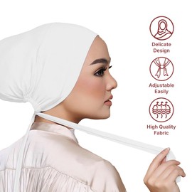 DEENIN Underscarf, Hijab, Sports Hijab with Tie-Back Closure | Stylish Muslim Hijab for Women, Muslim Products, Islamic Gifts (White)