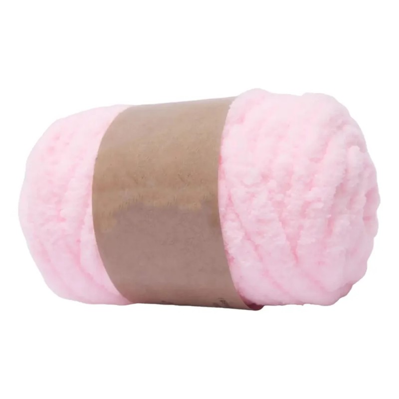 Hilo De Lana Grueso, Tela De Ganchillo Suave, Rosa Claro