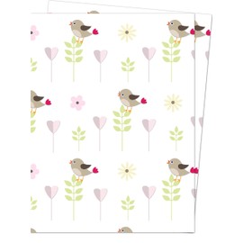 Garden Bird on White Wrapping Paper - 2 Sheets of Giftwrap 70x50cm - by Jonathan Glick Designs - Mother's Day Birthday or Any Occasion
