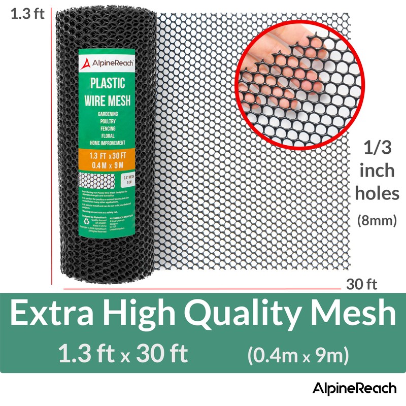 AlpineReach Plastic Wire Mesh 1.3ft x 30ft Fence Roll with