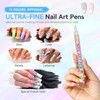 Hinourisha 12 Penne Per Nail Art Punta, 0.7mm fine tip