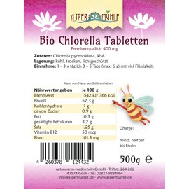 Organic Chlorella Pyrenoidosa Tablets – 500 g to 400 mg Each