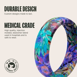 Groove Life Aspire Twilight Blossom Silicone Ring Breathable Rubber Wedding Rings for Women, Lifetime Coverage, Unique Design, Comfort Fit Ring - Size 9