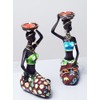 2PCS Vintage African Women Statue Candle Holders Resin Figurines Fits