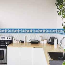 Yoillione Trim Border Masking Tape Wallpaper Seal, Interior Seal, Blue, Removable, Embossed, Uneven Wisteria Flower Remake Sheet, Kitchen Seal, Northern Europe, Waterproof, Wall Sticker, Flower, 3D,