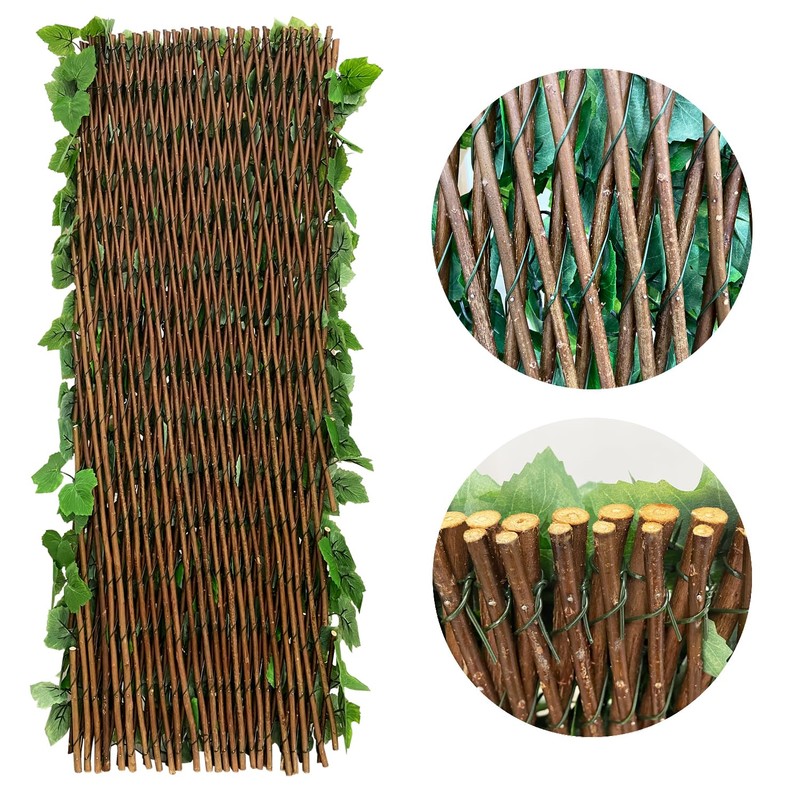 Expandable Faux Ivy Fence Privacy Screen Stretchable Artificial Hedge Single