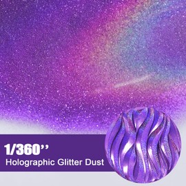 Renfio Holographic Dust, Purple Holographic Glitter, 1/360'' Diamond Dust Glitter for Crafts, 1.94oz/55g Fine Glitter for Resin Brushed on Resin Molds, Tumbler, Slime, Candle Making - Light Purple