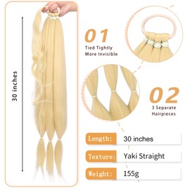 Gledola Long Braided Ponytail Extension, 30 Inch (76 cm), Pre Stretched Braiding Hair Extensions, DIY Braided Ponytail, Synthetic Hair Piece (Light Blonde, 30 Inches)