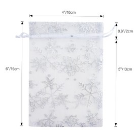 G2PLUS White Christmas Organza Bags, 10x15CM Snowflake Organza Bags, Medium Xmas Gift Pouches for Presents, 50 PCS Xmas Snowflake Gift Pouches for Reindeer Food, Christmas, Advent Calendars