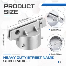 Hicarer 2 Pcs Street Name Sign Bracket for 2 3/8" Pole 5.5" Wide (3/16" Slot) Heavy Duty Street Name Sign Holder Round Aluminum Pole Bracket