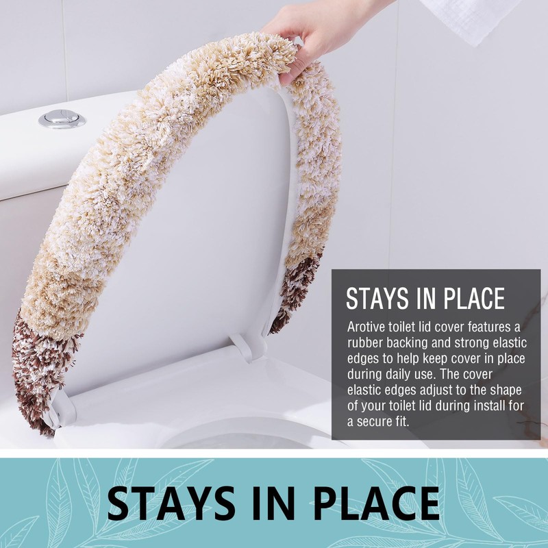 Arotive Soft Microfiber Bathroom Toilet Lid Cover, Machine Washable Seat