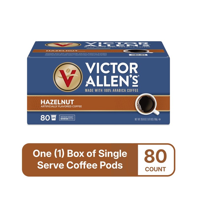 Victor Allen's Coffee Hazelnut Flavored, Medium Roast, 80 Count, Single