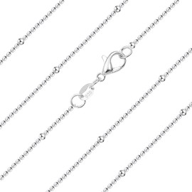 Nimbus Astelier S925 Silver 16" 18" 20" 22'' 24" 26'' 28" 30" Inch Chain Choker Long Necklace Gift For Women Men Delicate Jewellery (Bead Chain, 16.0 inches)