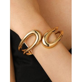 3PCS Trendy Geometric Wide Cuff Bracelets Set Jewelry for Women, Minimalist Chunky Open Bracelet Kit Bangle Accessories Irregular Statement Gold, Fashion banglesbracelets Jewellery for Daily Life Party Brithday Christmas Gift