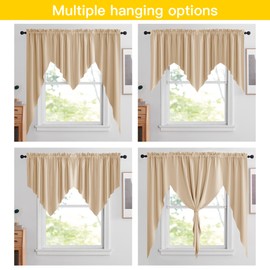 NICETOWN - Cortinas para oscurecer la habitación, bolsillo para barra de cocina, con cenefa festoneada a medida (beige biscotti, 2 piezas, 72 pulgadas de ancho, 36 pulgadas de largo)
