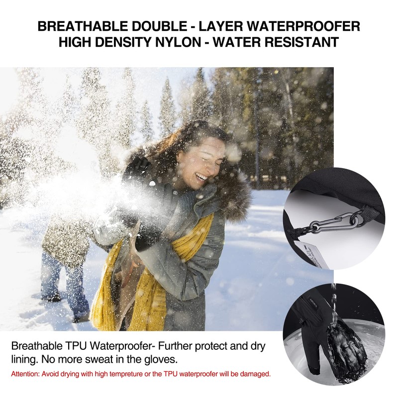 krosa -10℉ Winter Gloves Men Women, 10 Touchscreen Fingers Snow
