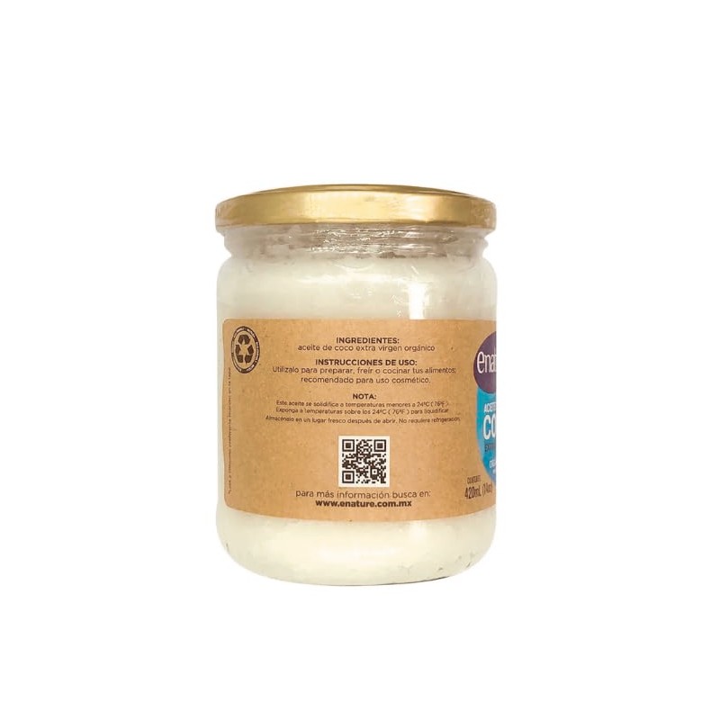 Enature Aceite de Coco Orgánico, Virgen, 420 ml