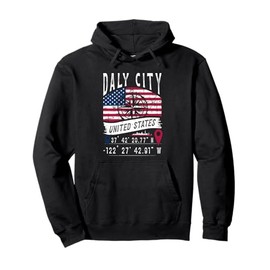Daly City USA-Flagge GPS Koordinaten Daly City Pullover Hoodie