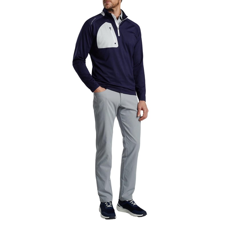 PETER MILLAR Men's Verge Performance Quarter-Zip, Navy, Medium