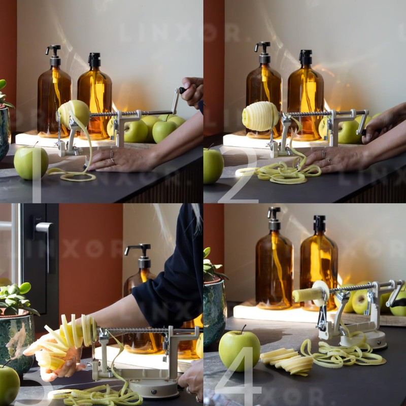 Linxor Apple Pear Peeler 3 in 1 Peel Cut Hollow