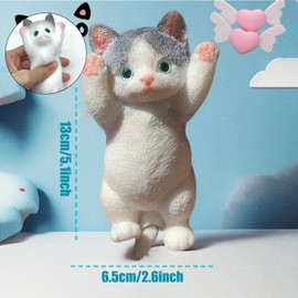 YOKUSHI Cat Taba Squishy Animal Fidget Toy, Cute Kawaii Squishies Pinch Family Slow-Rising Squeeze Ball Toy for Adults (Gray-2)