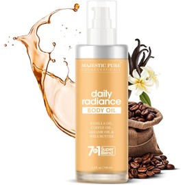 Majestic Pure Daily Radiance Body Oil | 100% Pure & Natural | Repair Dry, Damaged Skin | Moisturizing Skin | Deep Moisturizing Formula | 3.4 Fl Oz