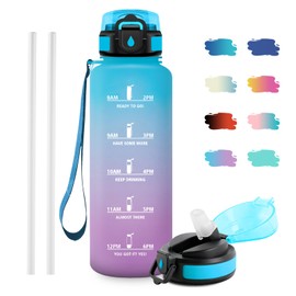 JAPORIA Borraccia 1.5L, Bottiglia Acqua A Prova di Perdite, senza BPA, Bottiglia Riutilizzabile, Borraccie con Cannuccia e Marcatori Temporali, Borraccia Motivazionale per Campeggio, Scuola, Ufficio