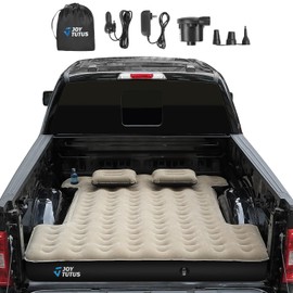 JOYTUTUS Truck Bed Air Mattress for 6-6.5Ft, Full Size Inflatable Air Mattress Short Truck Beds for Outdoor Camping, Truck Tent Accessories with Pump, Carry Bag & Cup Holder & Cavity Design