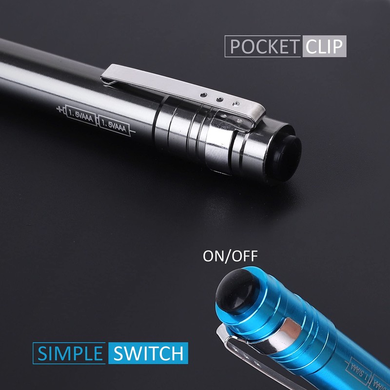 SEAMAGIC 5-Pack LED Penlight Set with 10-Piece Pre-Installed Batteries, Aluminum