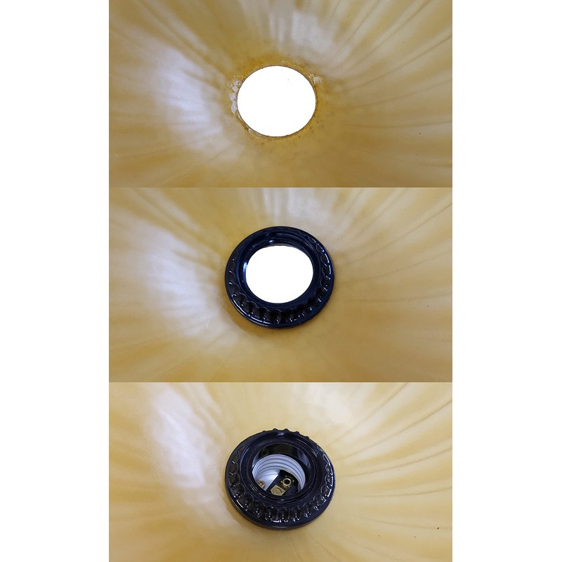 B&P Lamp Small Alabaster Torchiere Lamp Shade with On/Off Black