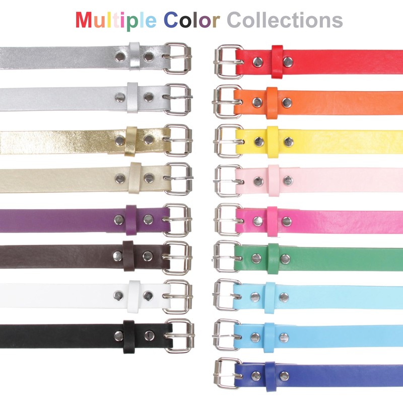 Kids 1" Snap On Plain Leather Belt, White | m-28"