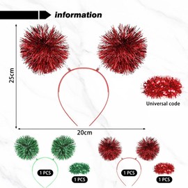 2 Pieces Shiny Silk Pom Pom Headbands, 2 Pieces Shiny Silk Bracelets, Women's Hair Accessories, Interesting Dress Props, Christmas Party Costume Decorations