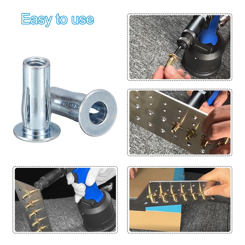 Awclub 5/16-18 Multi-Grip Rivet Nuts, 6pcs Pre-Bulbed Shank Flat Head