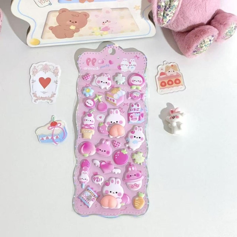2 Pack Squishy Butt Stress Relief Stickers Cute 3D Peach
