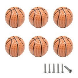 CYCOOPE Cute Ceramic Basketball Drawer Knobs Cabinet Pulls Handles Basketball Ceramic Knobs for Cabinets and Dresser Drawers Cupboard Wardrobe Closet (6 Pack, Basketball)