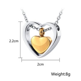 Beydodo Ash Pendant Chain Stainless Steel Urn Chain 60 cm with Heart Pendant Gold Silver Black Necklace for Ashes Keepsake., Stainless Steel, gold