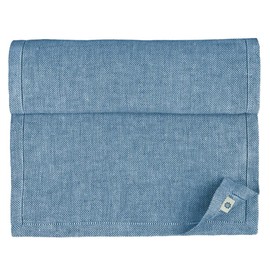 Linen & Cotton Luxury Hemstitched Table Runner SCANDI, 100% Linen - 44 x 270cm (17.6'' x 108''), Blue