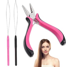 3Pcs Professional Nano Hair Extension Tools Kit – Includes 1 Plier & 2 Loop Threaders, Nano Beads Tool for Easy Hair Installation and Removal