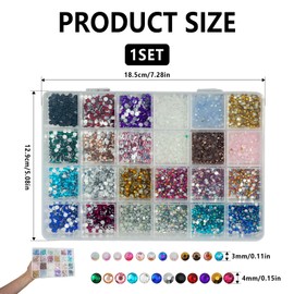 24 Colours Resin Rhinestones Kits 3500Pcs 3-4mm Flatback Round Nail Jelly Rhinestones DIY Bedazzling Non Hotfix Crystal Gems for Nail Art Crafts Face Tumblers Cup Mugs Shoes Clothing