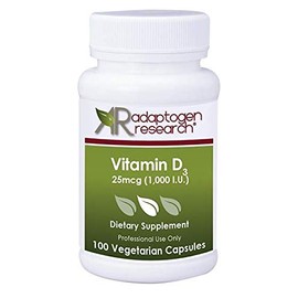 Adaptogen Research Vitamin D3 1,000 IU High Potency | Vitamin D 1000 (25 mcg) Supplement for Healthy Bones Muscles | Hypoallergenic Supplement for Enhanced Vitamin D Absorption | 100 Vegetarian Caps | Adaptogen Research
