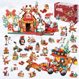 Advent Calendar 2024 Christmas Building Blocks, 24 Days Christmas Vacation Countdown Calendar Toy Building Set, 12 In 1 Christmas Countdown Advent Calendars Xmas Gift for Kids Adults Girls Boys Ages 6+
