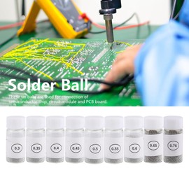 KooingTech BGA Tin Solder Ball, 9 Bottles 0.3-0.76mm Reballing Stencils, BGA Solder Bead for PCB Board GPU CPU IC Chip Circuit Module