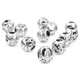 BEEUVIP 925 Sterling Silver Alphabet Letter Charm Bead Fits European Bracelets, Silver, Cubic Zirconia