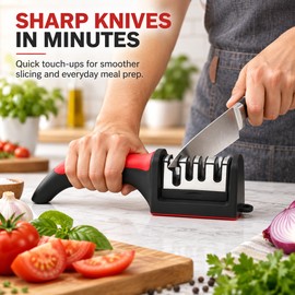 4-Stage Knife Sharpener for Kitchen Use – Handheld Multi-Slot Sharpening Tool with Easy-Grip Handle for Home Knives